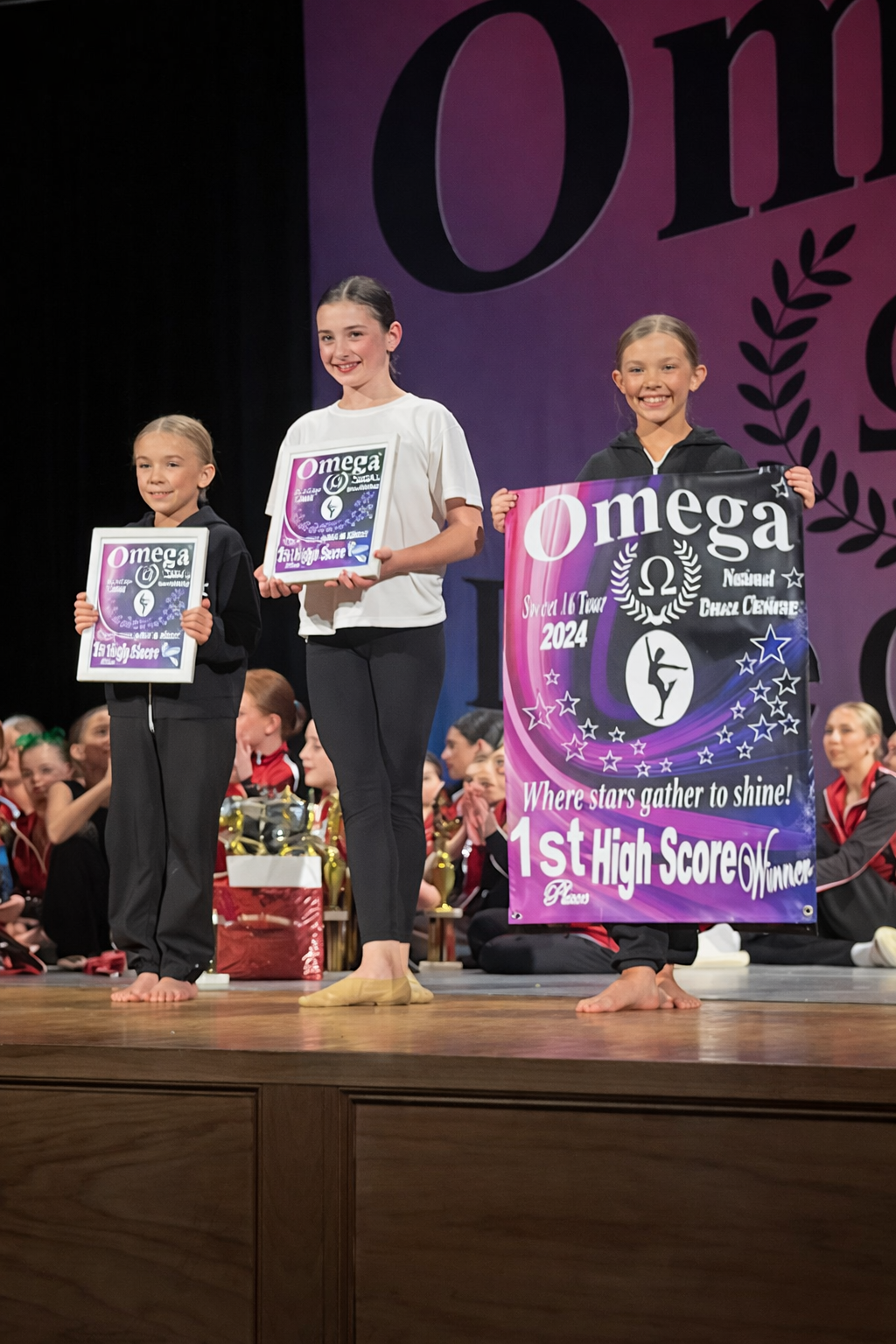 Dance challenge winners on stage